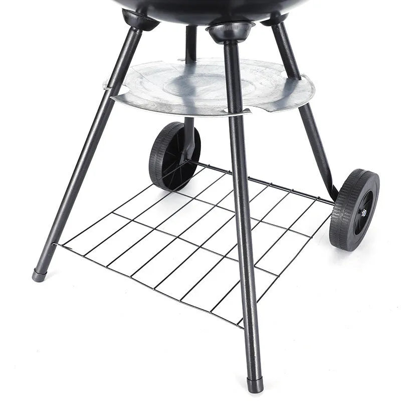 Portable 14-inch iron barbecue grill with apple stove design.