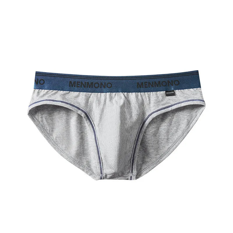 Men's cotton low waist briefs in two-tone colour combinations showing solid colour design
