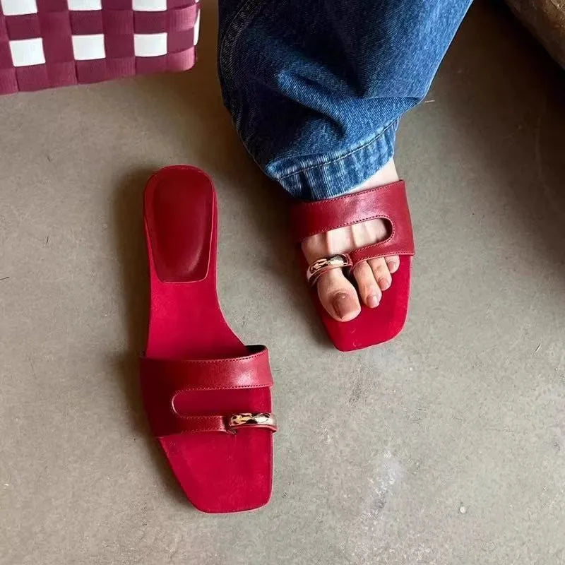 Fashion Outdoor Wear plus size square-toe slippers in leather and rubber, multiple colours and sizes
