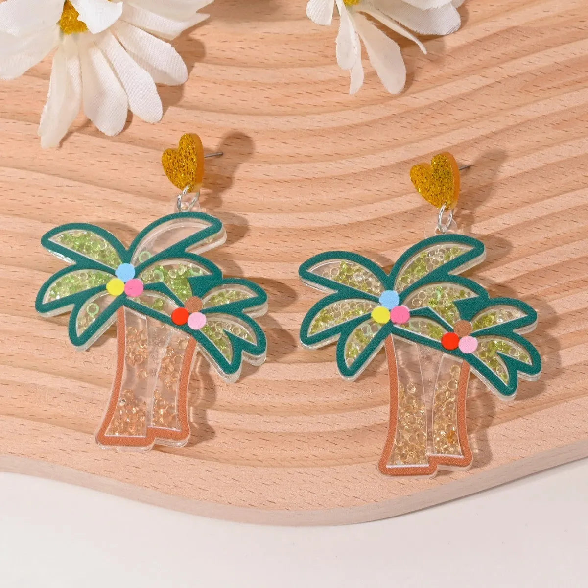 Acrylic fruit-shaped drop earrings in cherry motif, pastoral style for women