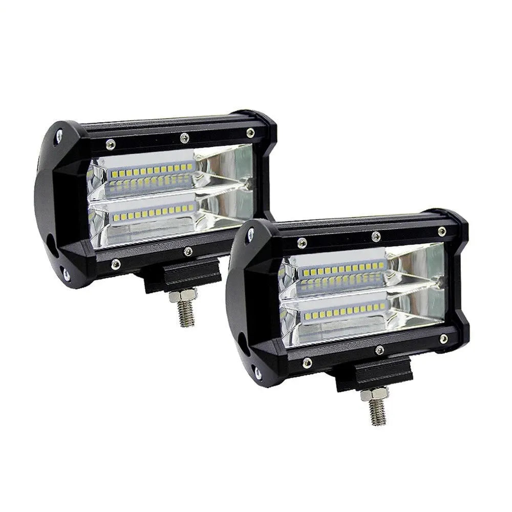 5-inch 24LED 72W dual row LED work light in all-black die-cast aluminium housing with bracket mount