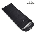 Black adult down sleeping bag with white goose down filling and tear-resistant nylon construction