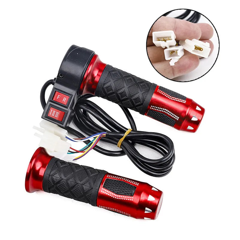 Plastic three-speed rotating accelerator handle for three-wheel electric car modification with 3-wire plug.
