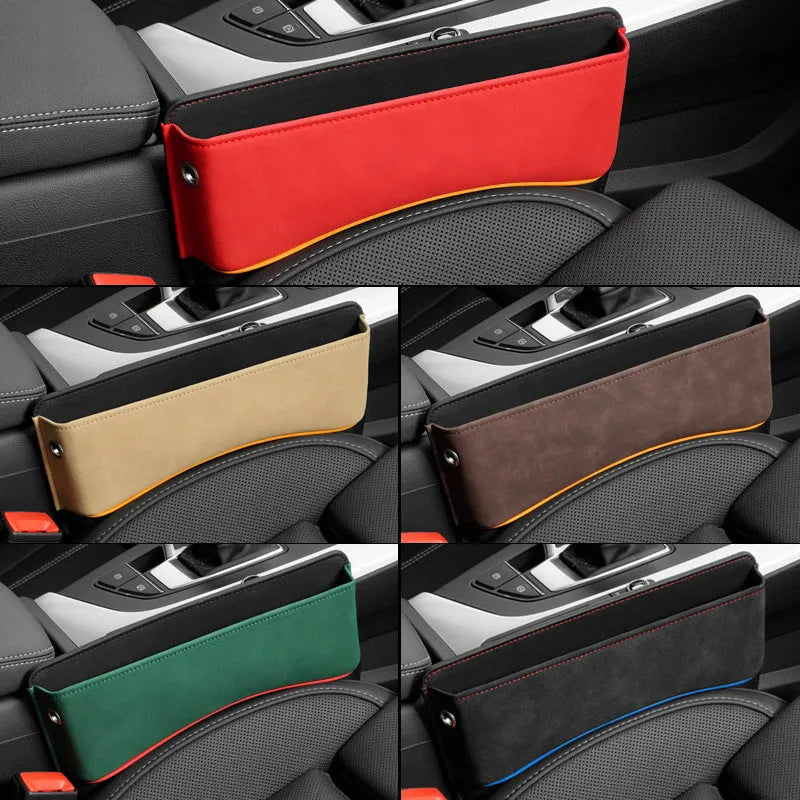 Leather car seat storage organiser box in a choice of five suede colours.