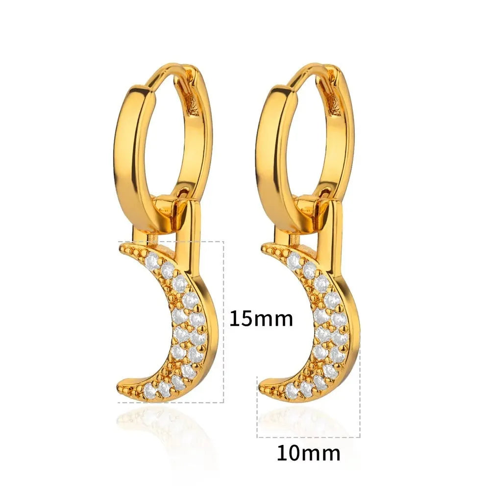 Women's geometric butterfly earrings with heart, star, and bow designs in copper with diamond treatment