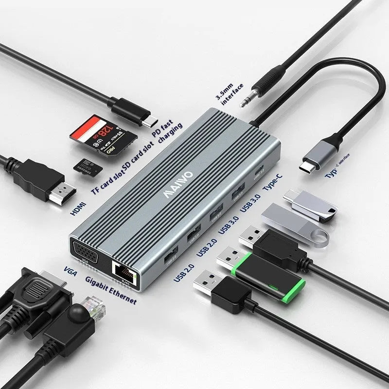 Aluminium Steam Deck six-in-one docking station with HDMI, Ethernet, and USB ports on a 15cm cable.
