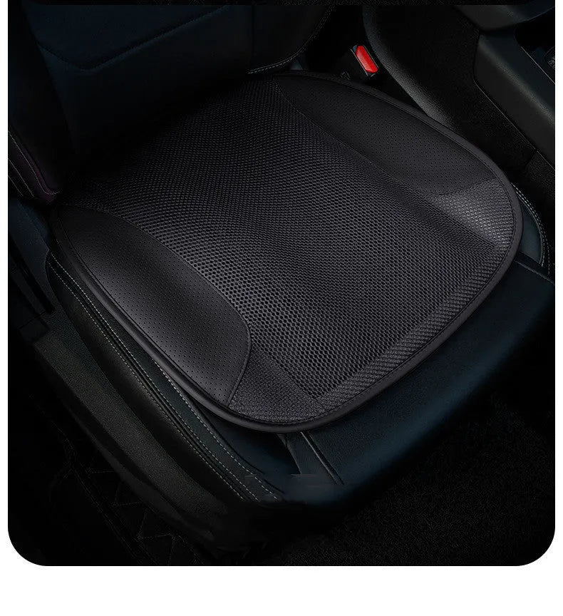 USB car ventilated seat cushion in suede material with cooling fans, shown in black colour