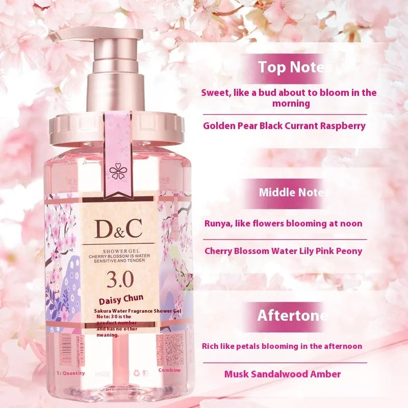 Sakura shampoo, conditioner, and shower gel set in three 500ml bottles