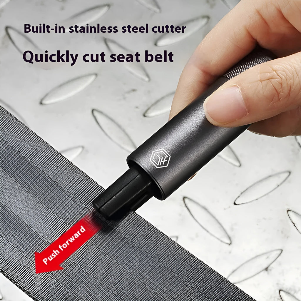 Gun grey aluminium alloy car safety hammer with bearing steel impact head on test glass