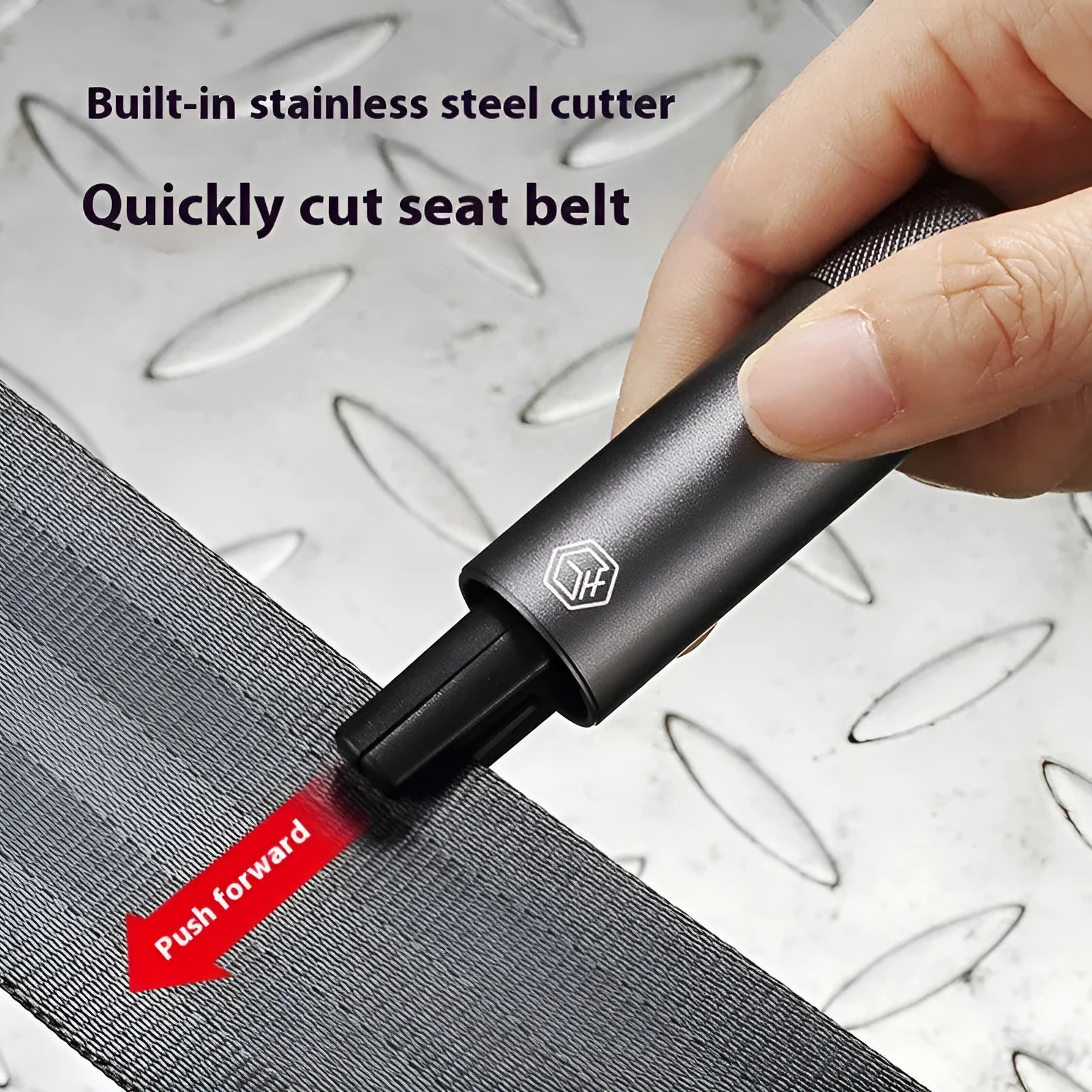 Gun grey aluminium alloy car safety hammer with bearing steel impact head on test glass