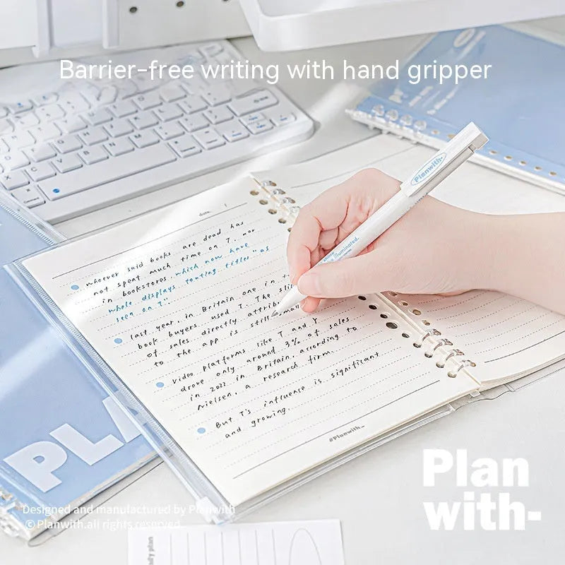 A5 PVC spiral notebook in blue or white colour with spiral binding for loose sheet storage