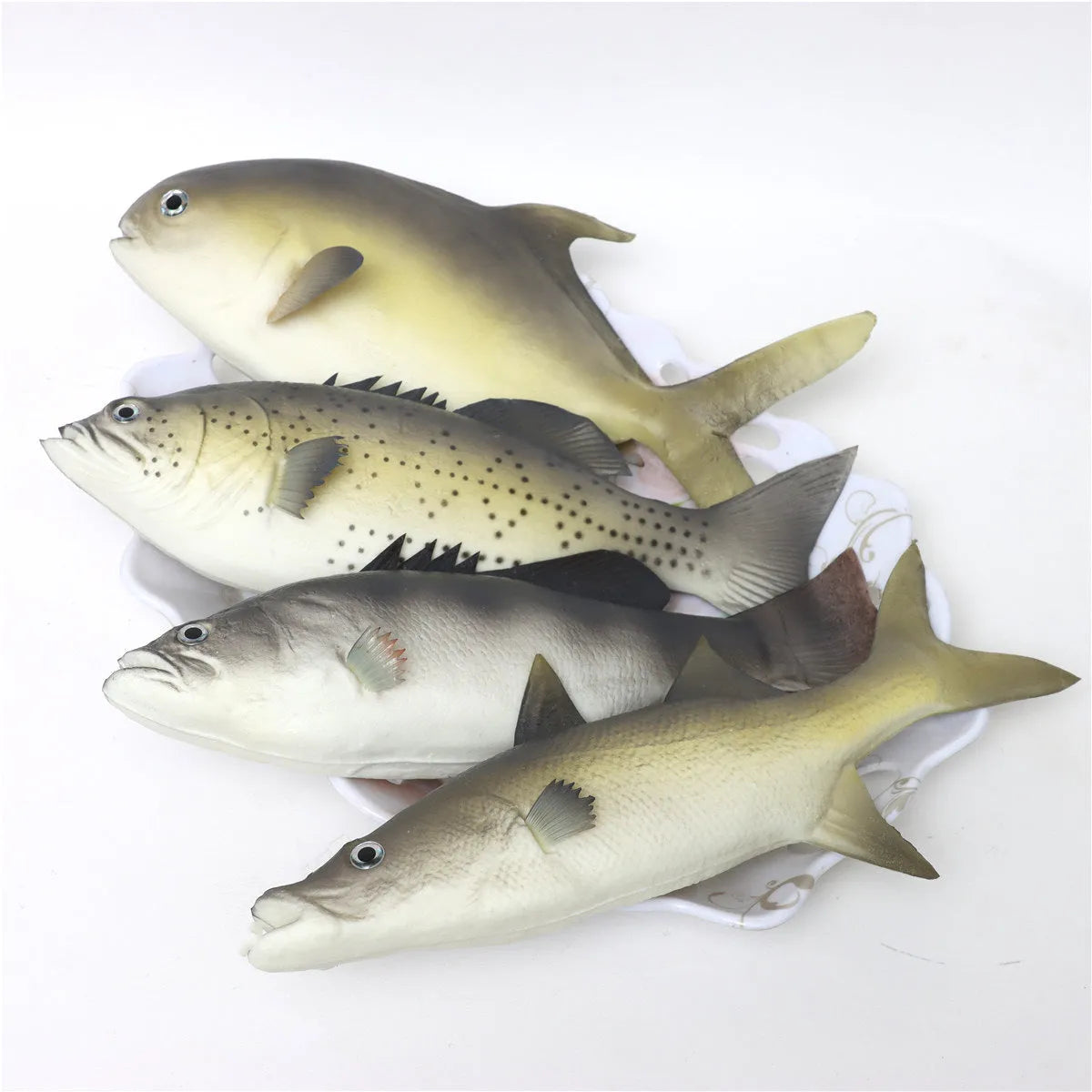 PU simulated fish ocean animal model toys showing yellow-fin tuna and small tuna detailed ornaments