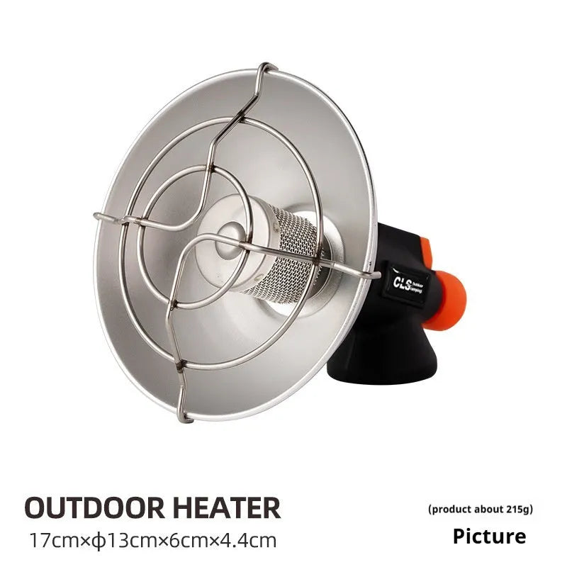 Black and orange portable outdoor heating stove with automatic press ignition for camping
