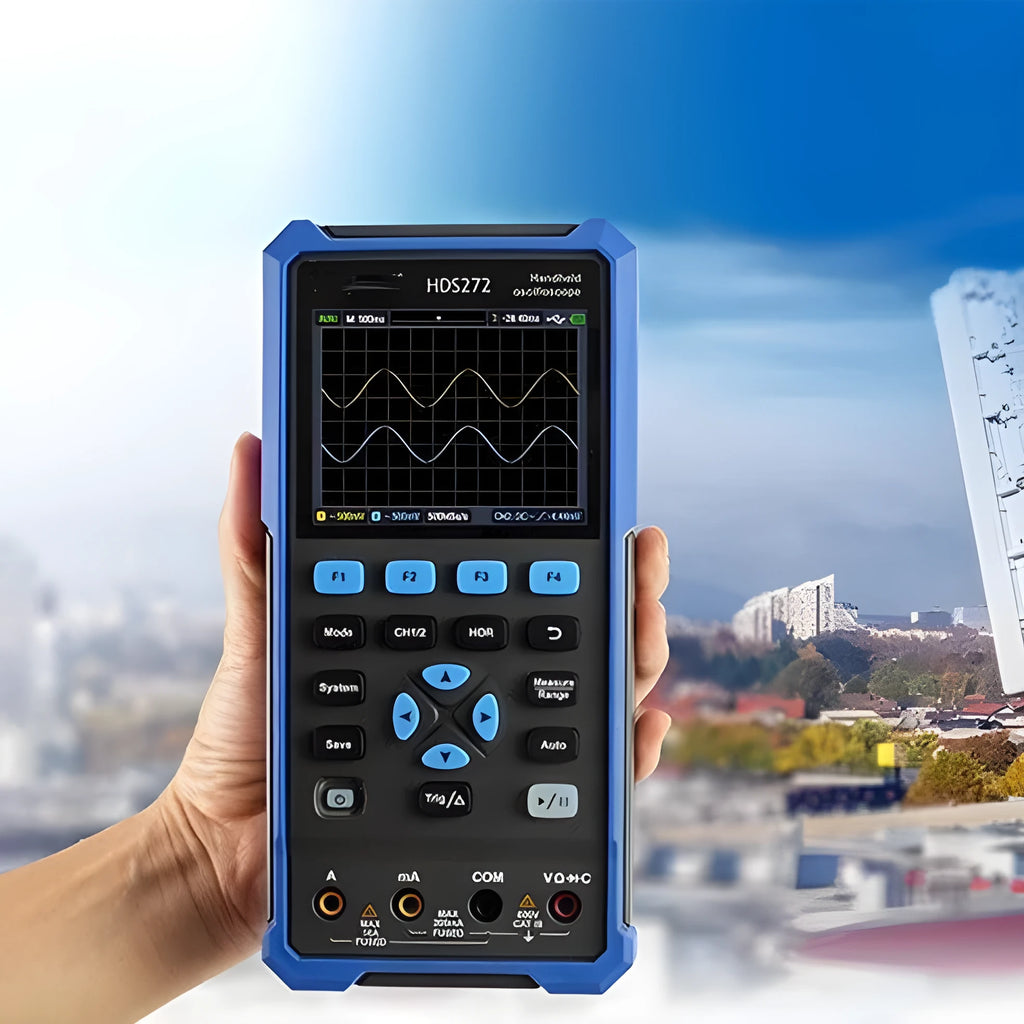 Handheld digital oscilloscope with accessories for automotive diagnostics and electronic testing