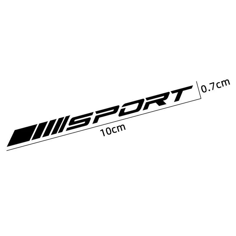 Black hollow design car sticker for alloy wheel rims, measuring 10 cm long.