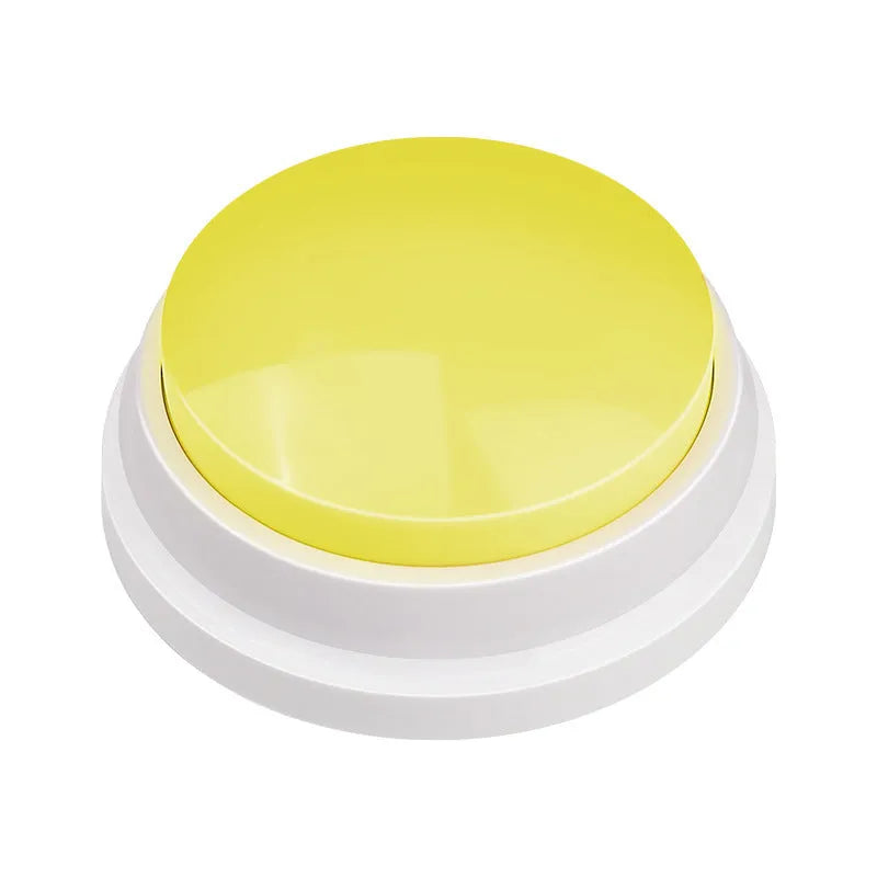 Plastic pet communication button dog voice toy in recording macaron purple on a flat surface