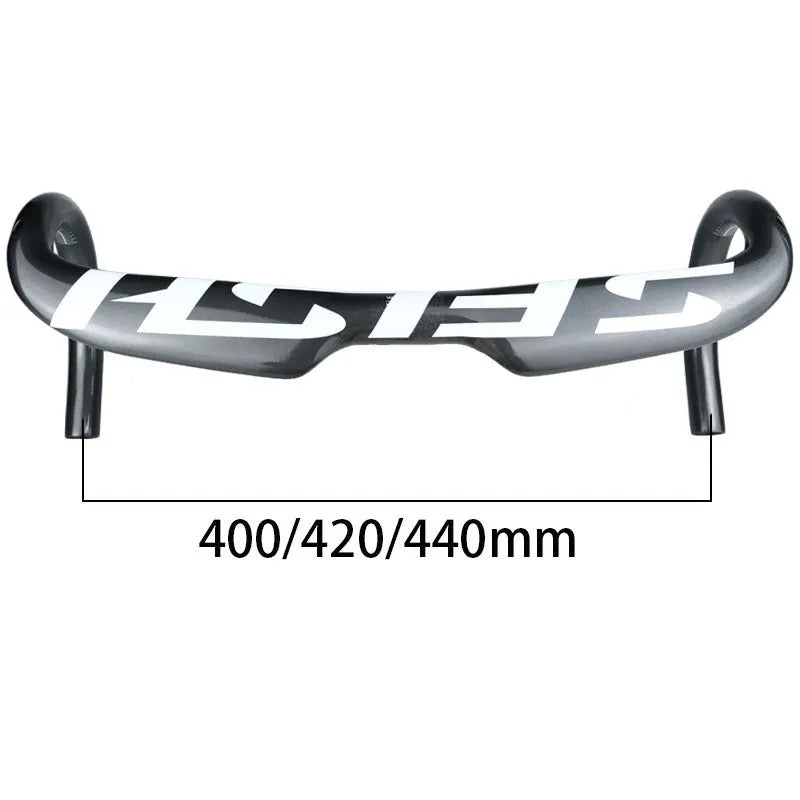Carbon fibre road bike bent handlebar with innerline routing in black finish