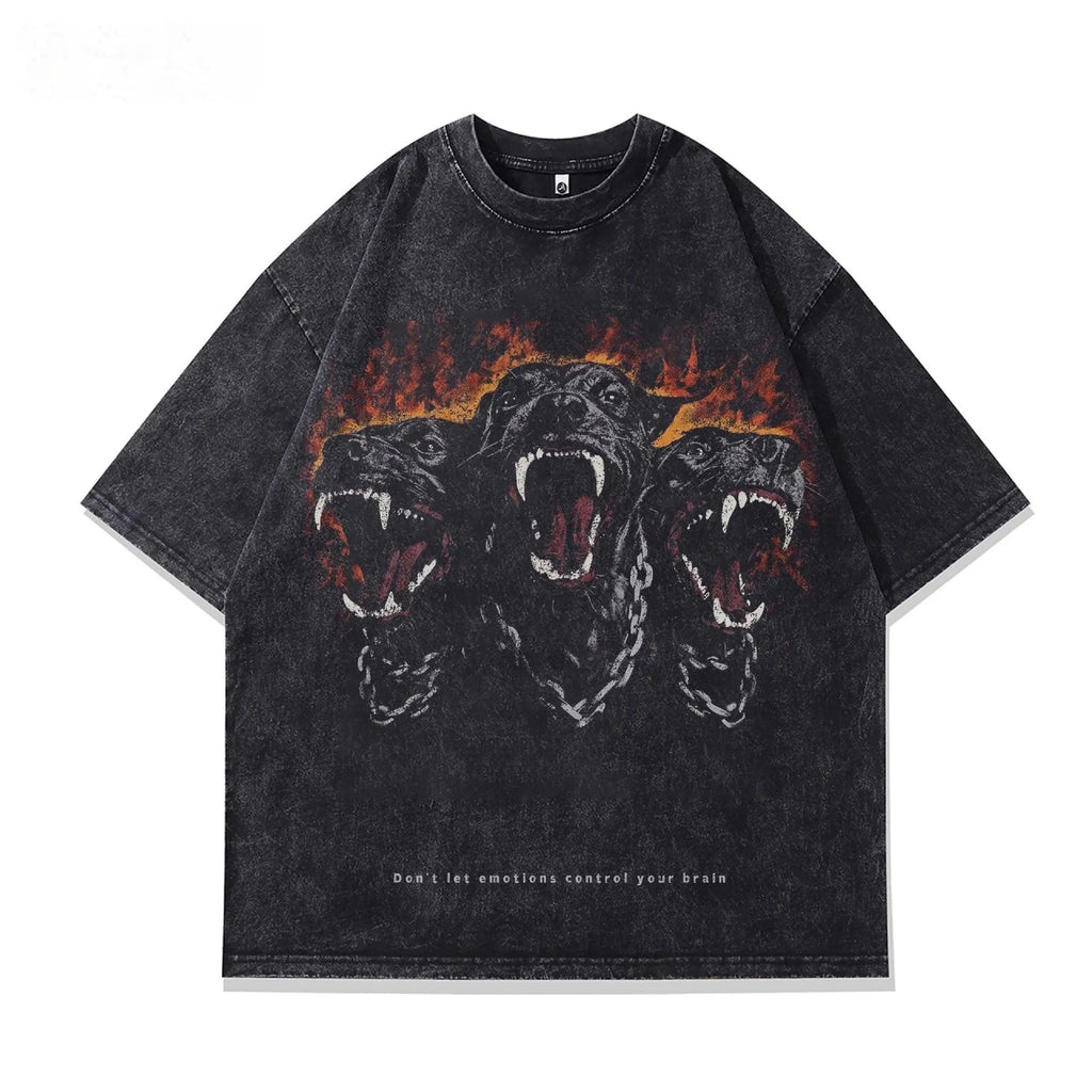 Men's short sleeve cotton t-shirt with character print pattern in loose fit style