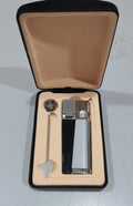 Foldable pipe lighter in No.1 silver square cover with metal flap closed, 9.2cm length, zinc alloy body
