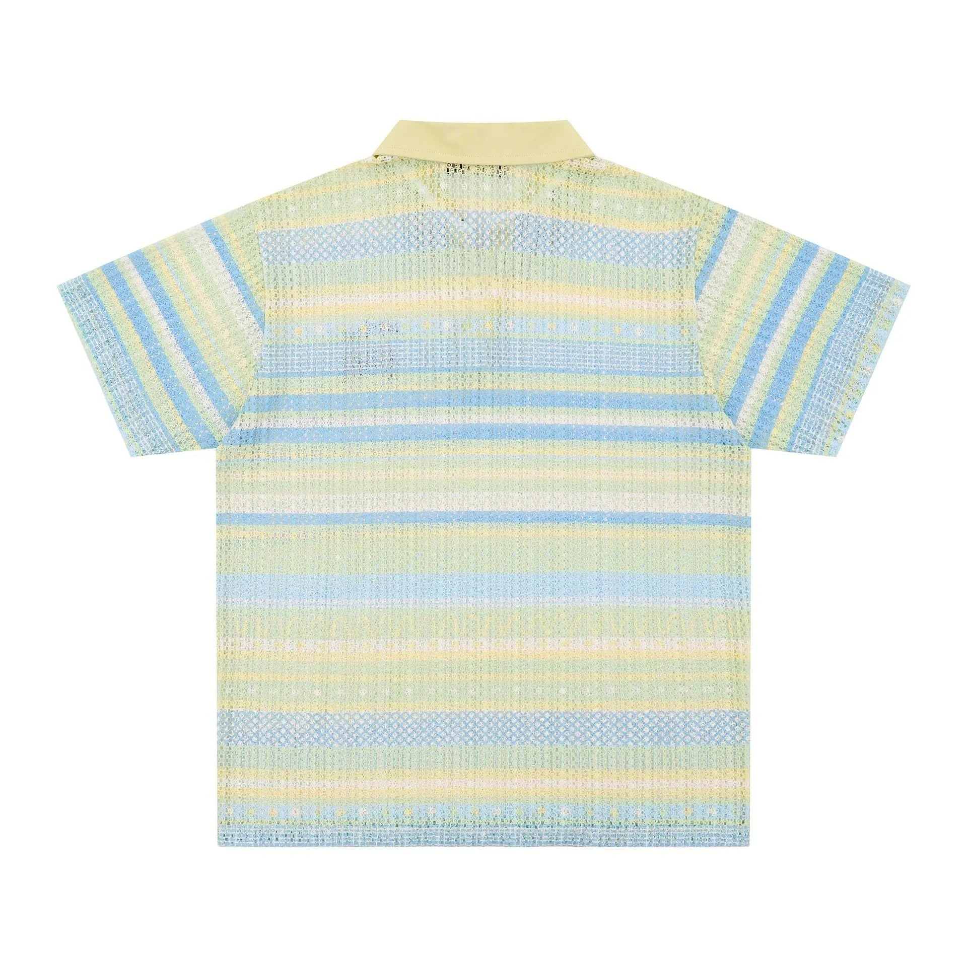 Men's blue printed short sleeve shirt with loose leisure fit