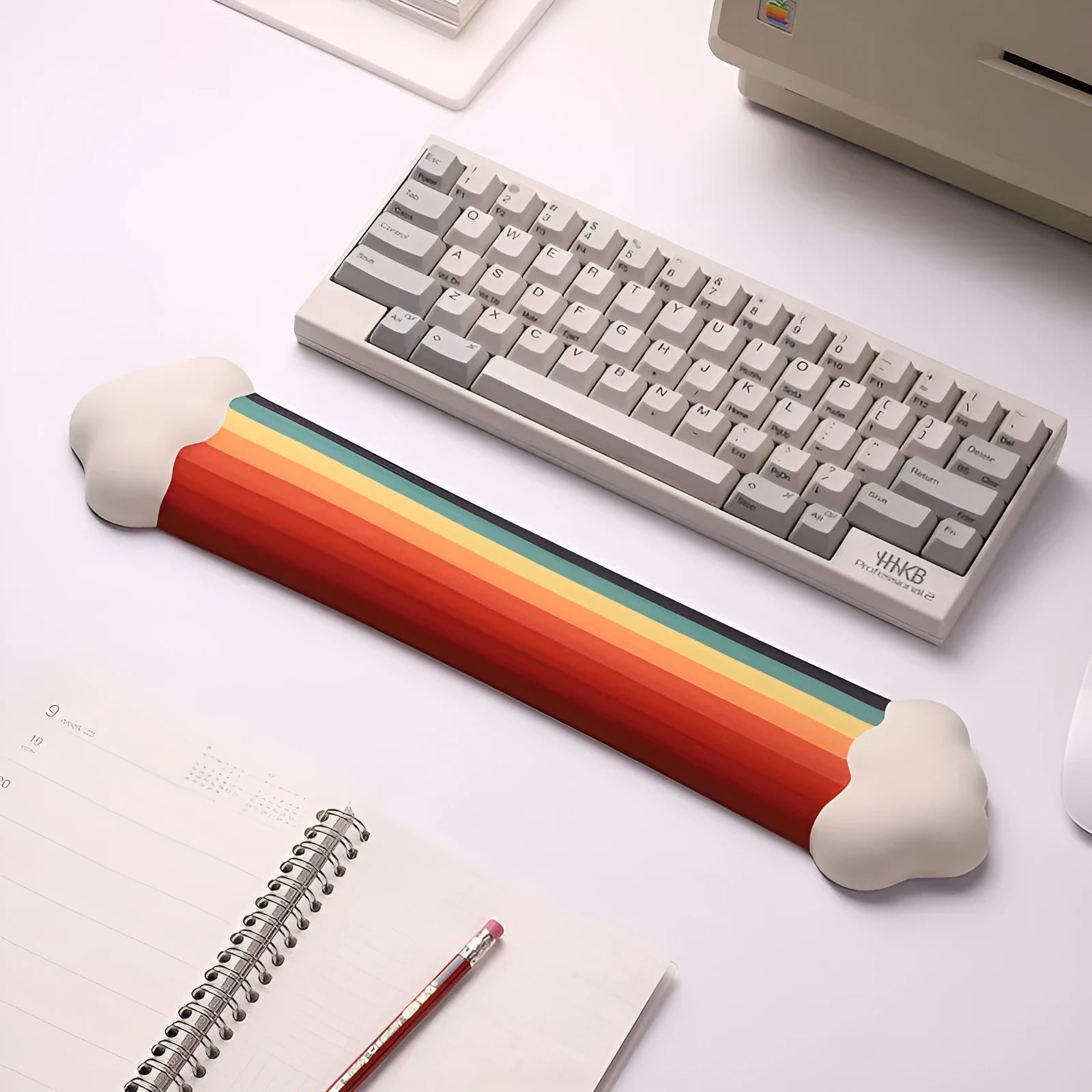 Cloud Rainbow silicone wrister mouse pad and keyboard support set with pastoral cloud pattern