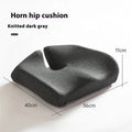 Solid colour memory foam office chair cushion shown in grey, dimensions 36cm by 40cm.