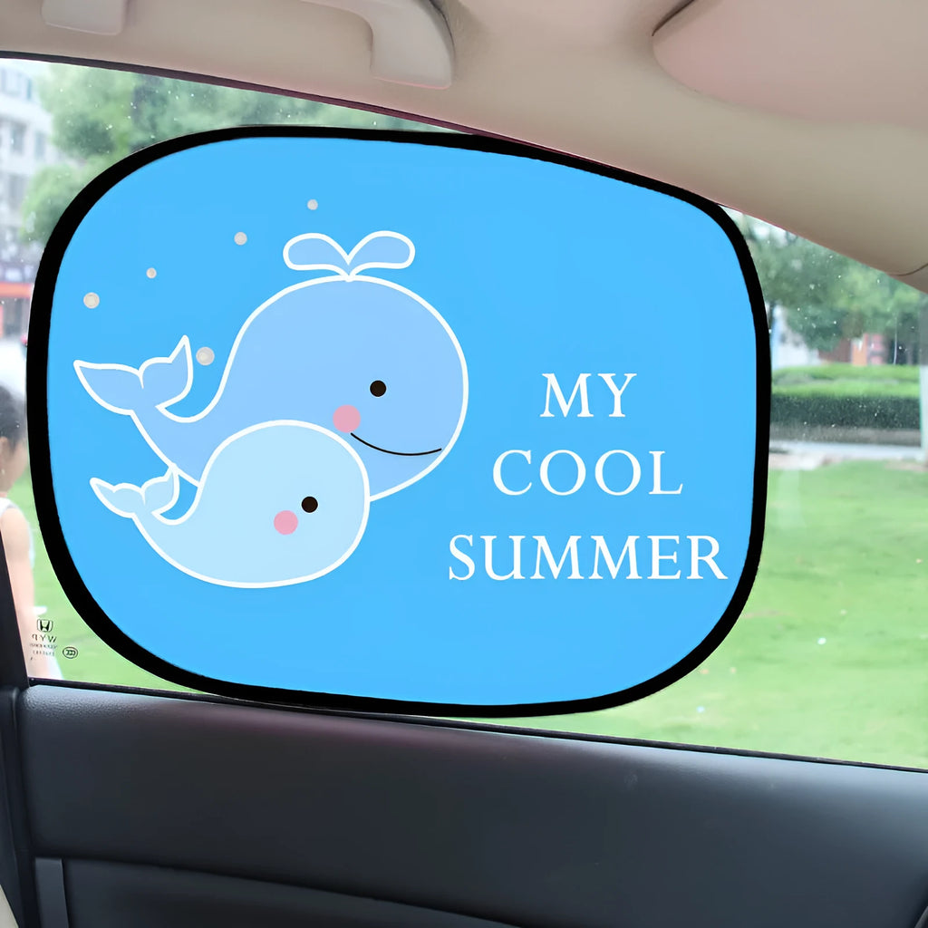 Electrostatic adsorption car side window sunshade in animal-themed pair sizes with nylon mesh material