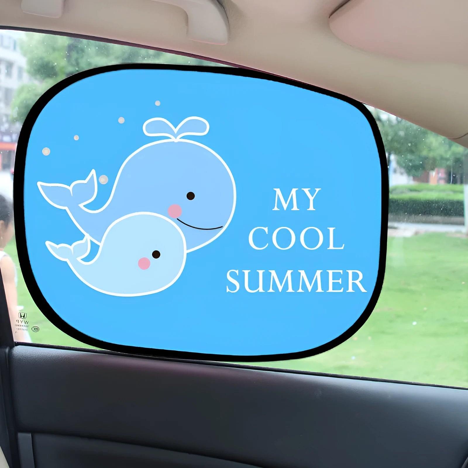 Electrostatic adsorption car side window sunshade in animal-themed pair sizes with nylon mesh material