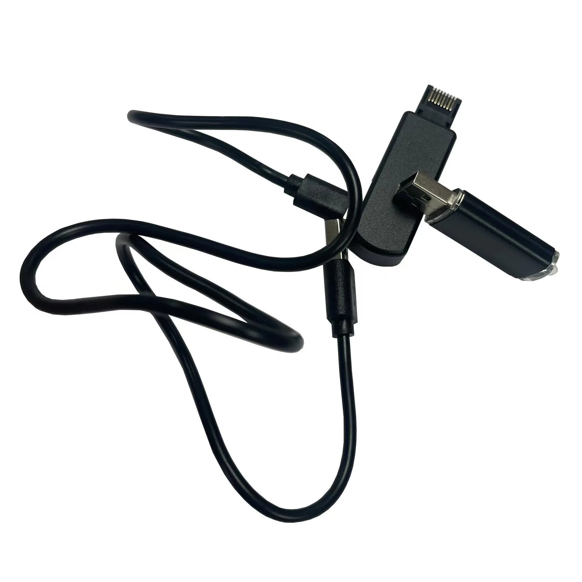 Black JB Tool USB adapter for PlayStation 4 with Ethernet port, shown with data cable.