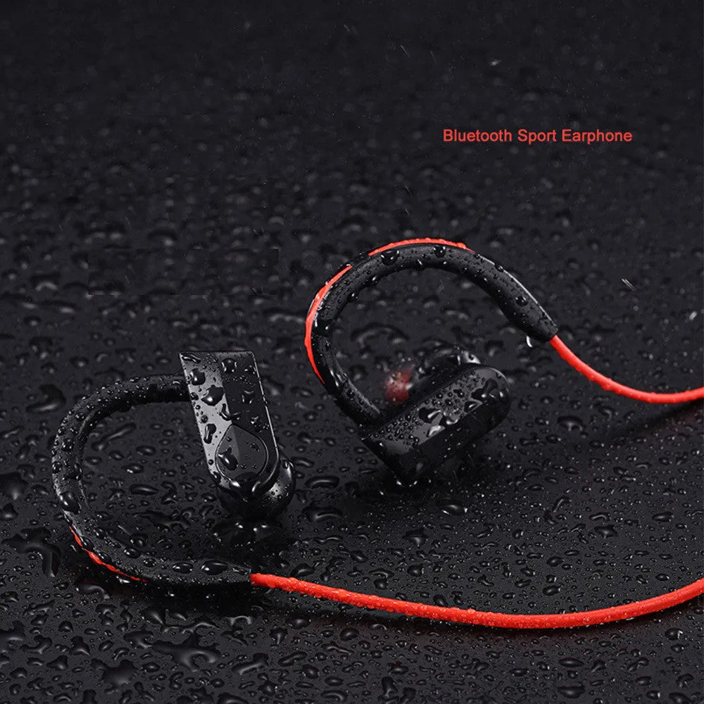 Wireless neck mounted Bluetooth earphones in black colour showing neckband design and earpieces