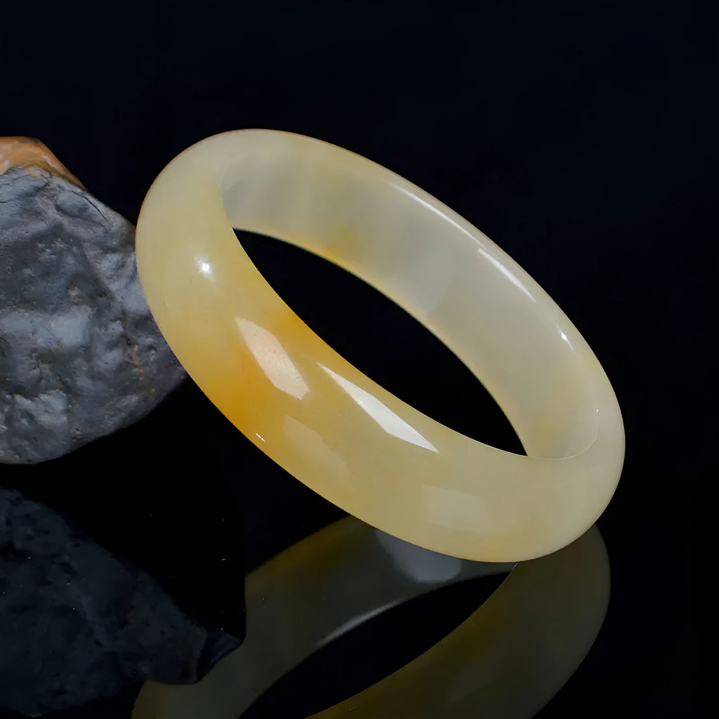 Natural gem light jade bracelet for women, polished Chinese style bangle, 58mm size