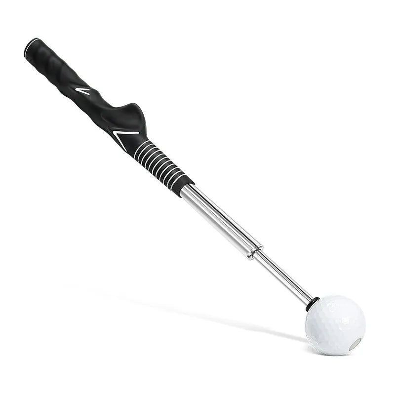 Telescopic golf swing simulator in stainless steel with adjustable shaft