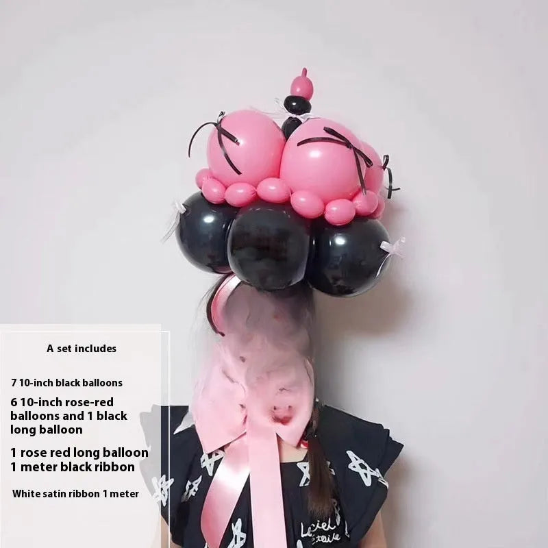 Finished balloon bouquet cake DIY decoration kit with round balloons for party centrepieces