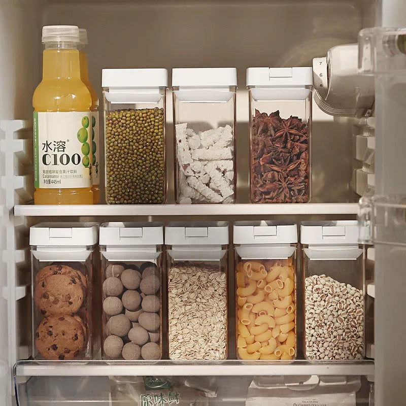 White transparent plastic grain storage container with 400ml capacity and Japanese design