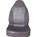 Black quilted automotive seat cover with plastic hook fasteners