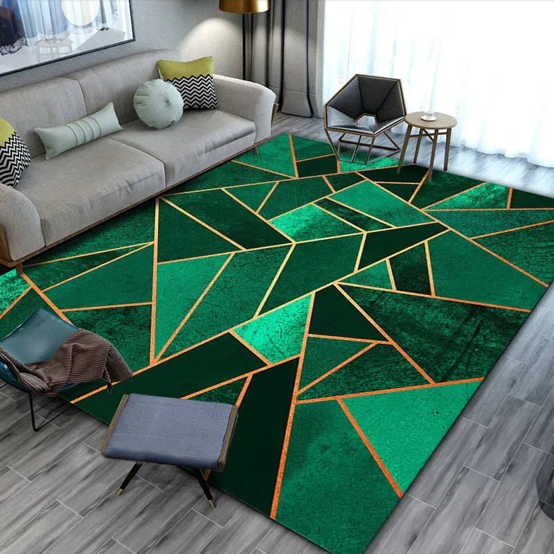 Modern minimalist geometric abstract machine woven crystal velvet polyester fibre rectangle carpet in multiple colours and sizes