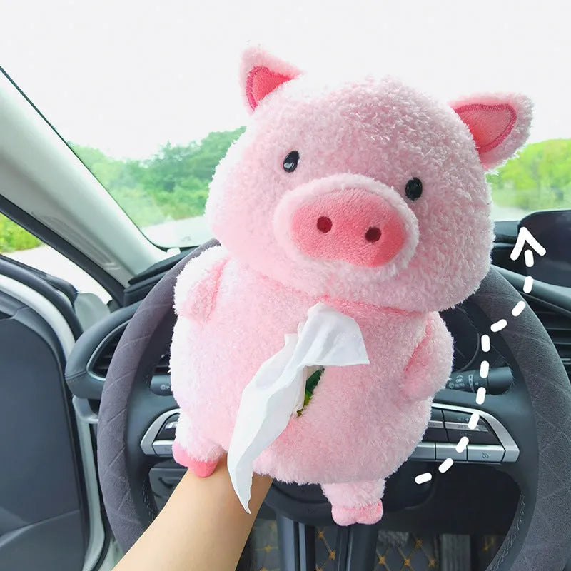 Plush cartoon lamb car tissue box cover for vehicle and home decoration