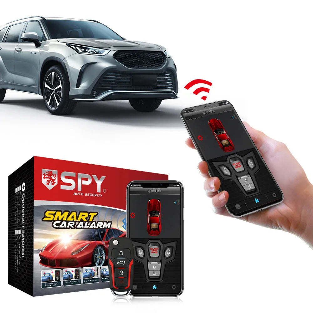 Red and black one-way remote car alarm system with GPS tracking and 3000m range
