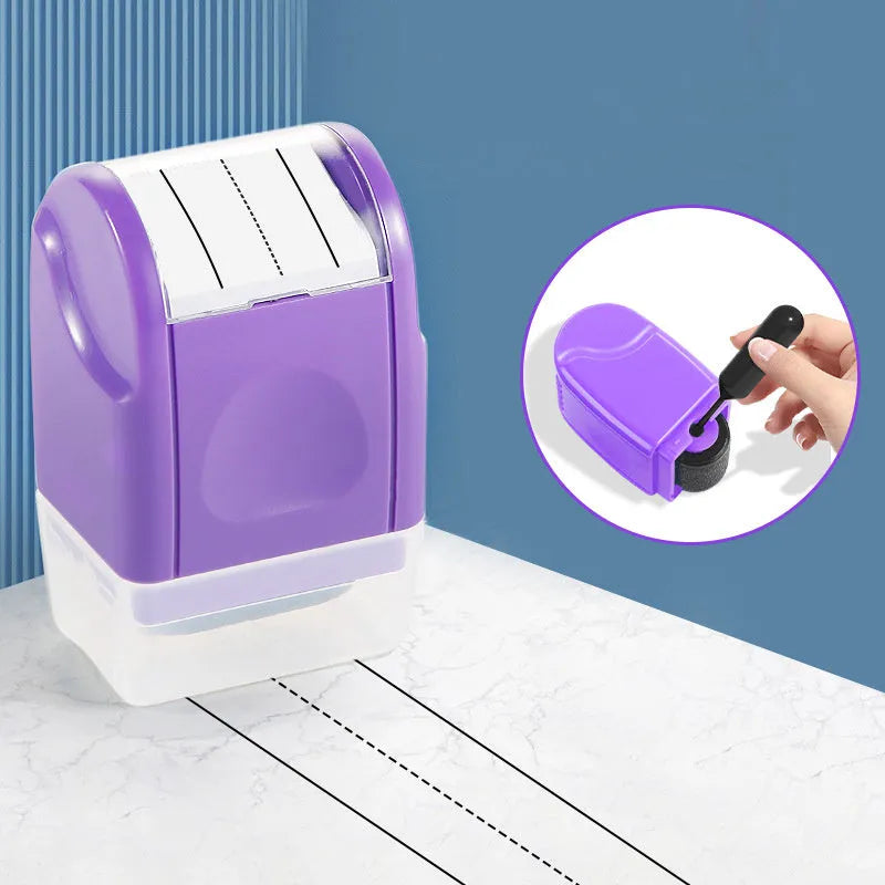 Plastic photo-sensitive roller line seal in blue, rectangular shape, for teaching and learning use