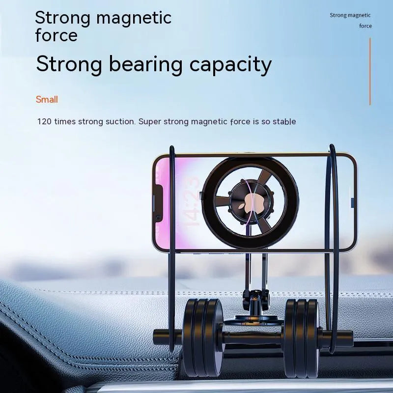 All-metal magnetic car phone holder with magnetic rings and adhesive pads in black, silver, gold, and rose gold options