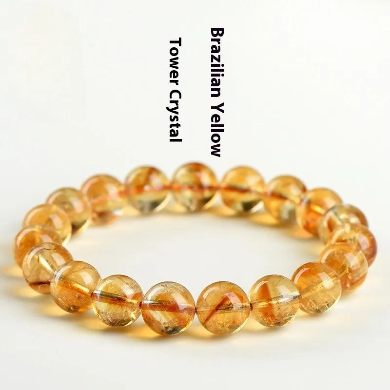 Natural yellow citrine bead bracelet showing options for single strand and triple strand styles.