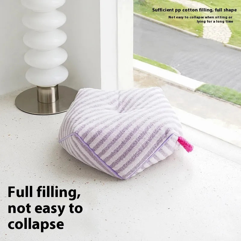 Striped plush pet bed for dogs in yellow, orange, and purple colour options