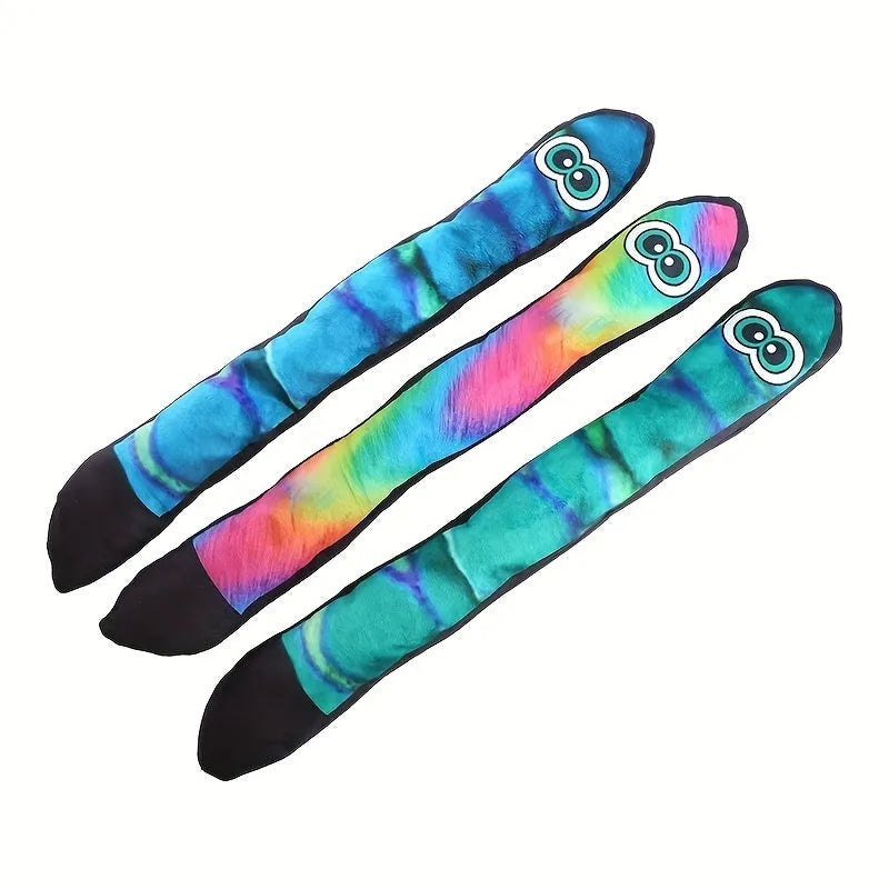 Snake dog squeaky toy multicolor plush striped non-filled interactive chew toy