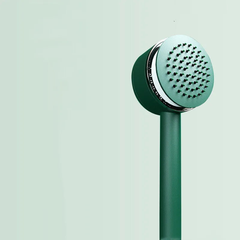 Plastic air cushion hairbrush with long handle in green, white, and pink, 10-15cm