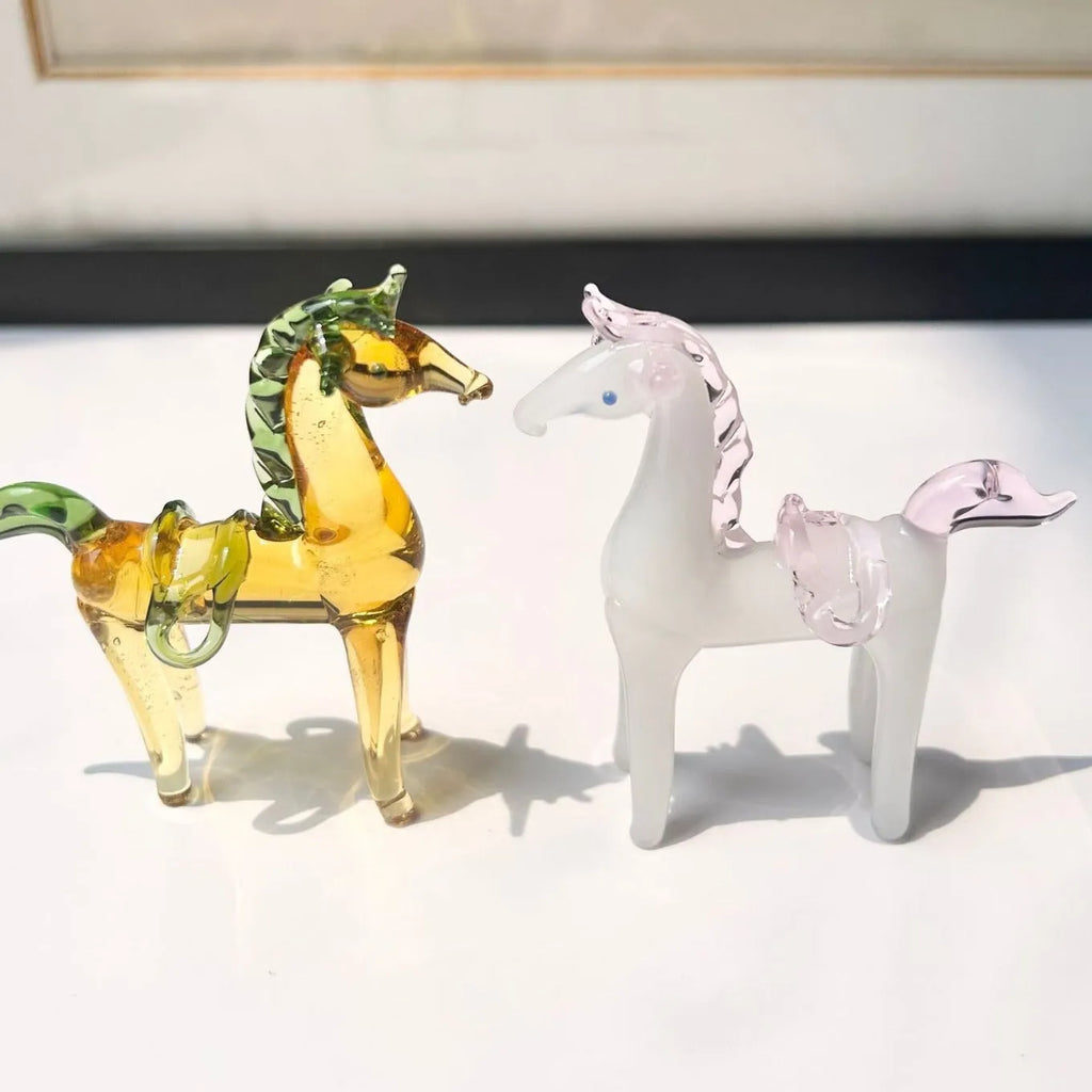 Brown glazed horse office decoration with coloured glaze finish