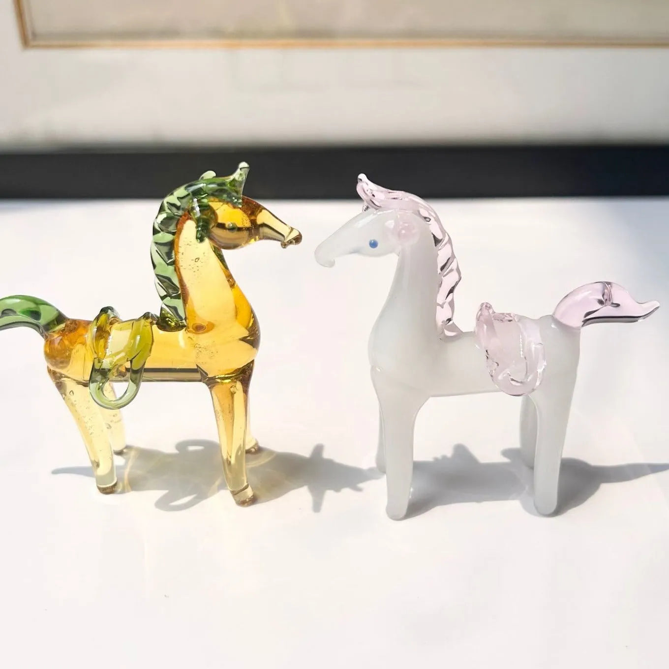 Brown glazed horse office decoration with coloured glaze finish