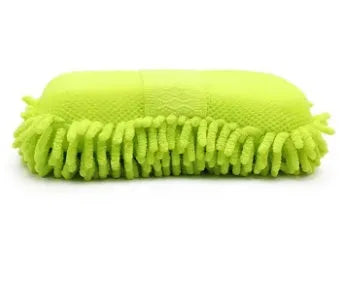 Silver green car wash sponge measuring 14x25cm with microfibre chenille spiral wool surface