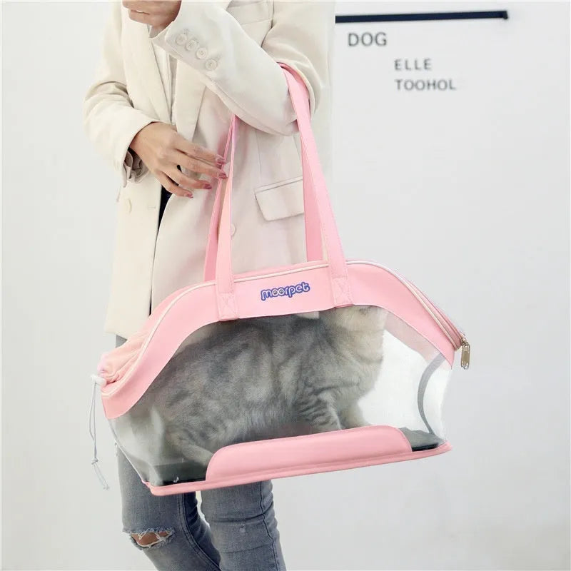 MOORPET leather cat carry bag in solid colour with 25L capacity for pet transport