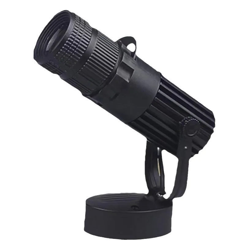 Black aluminium LED surface-mounted restaurant spotlight with warm white lighting