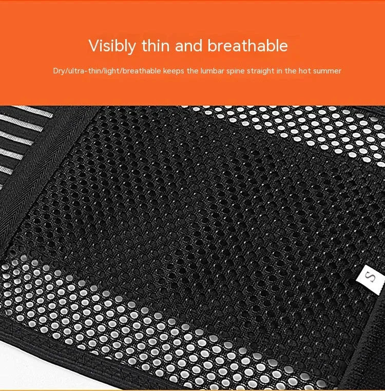 Black sports waist support with steel plate insert for adult lumbar protection during fitness activities